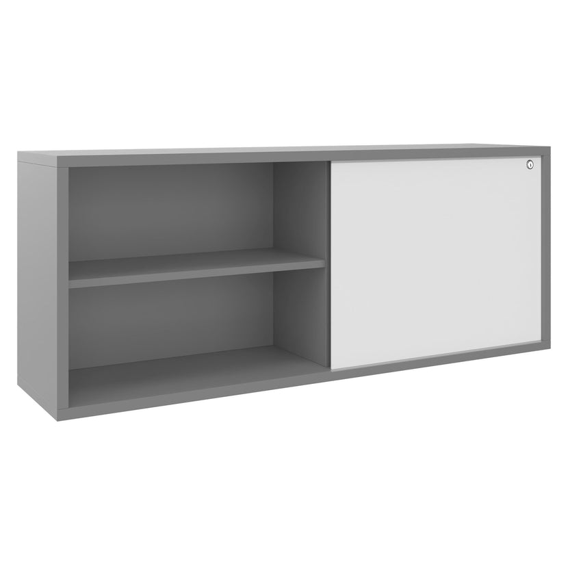NOVA U executive desk with lowboard | 2000 x 1382 mm, pearl gray
