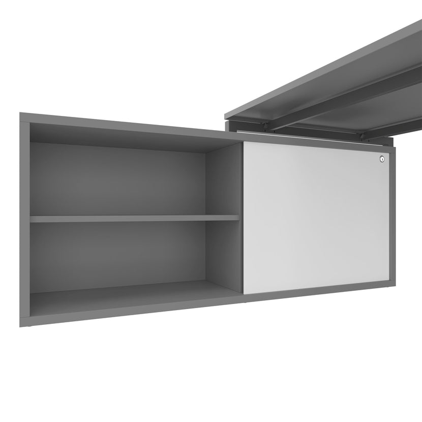 NOVA U executive desk with lowboard | 2000 x 1382 mm, pearl gray