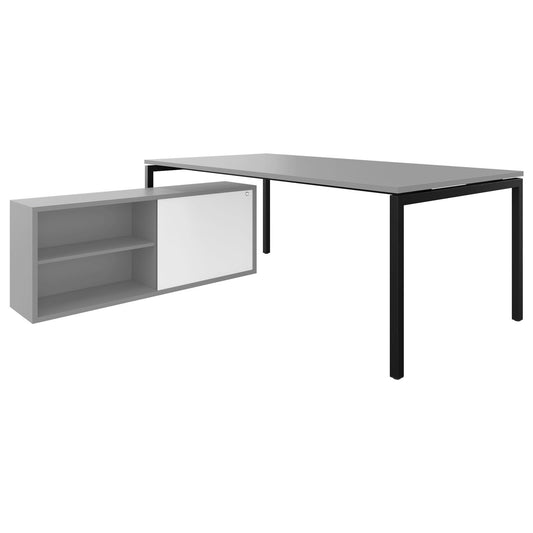 NOVA U Bureau en chef avec Lowboard | 2000 x 1382 mm, gris perlé