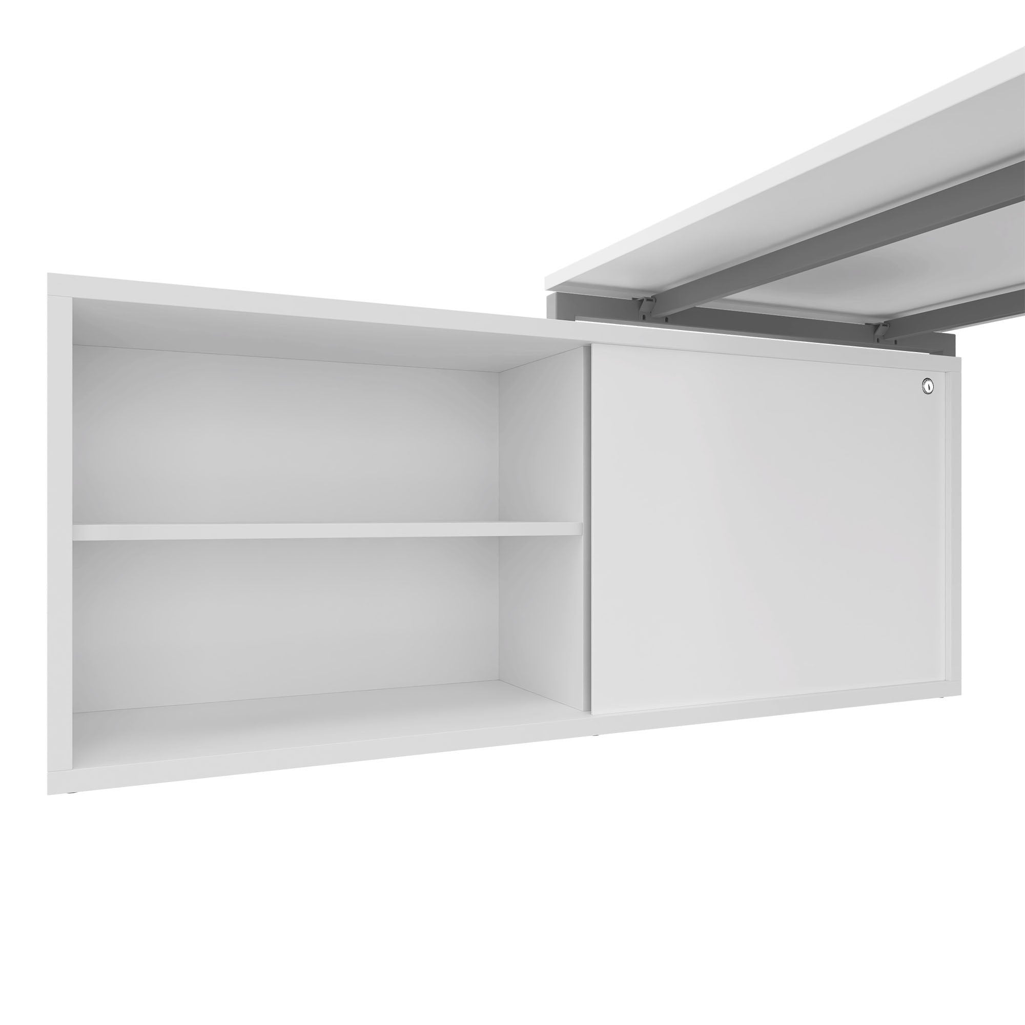 NOVA Executive desk with lowboard | 2000 x 1382 mm, white