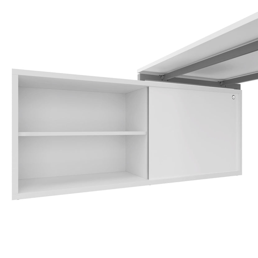 NOVA Executive desk with lowboard | 2000 x 1382 mm, white