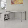 NOVA U-shaped executive desk with lowboard | 2000 x 1382 mm, white  - 1 Thumbnail Image