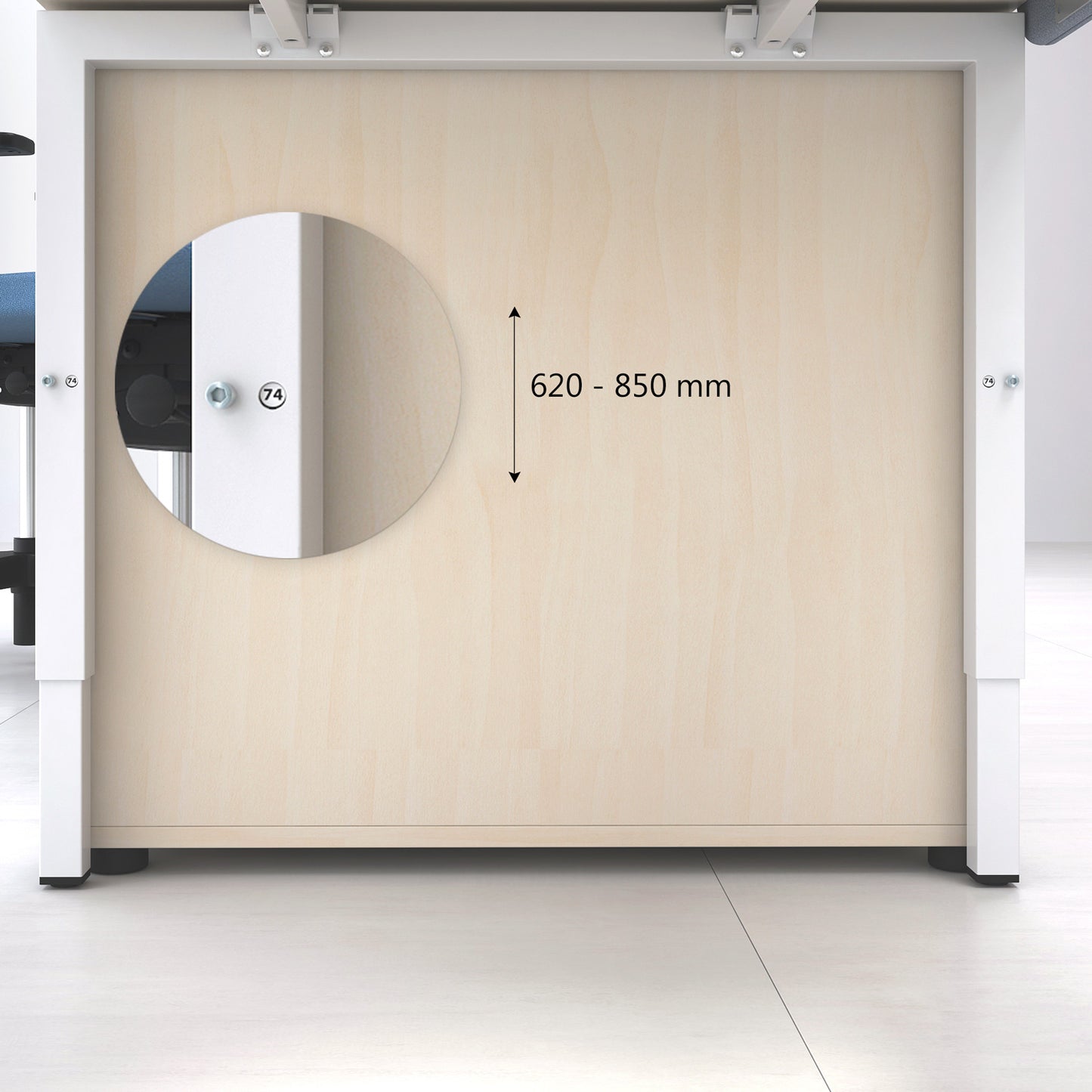 NOVA Uh desk | Manually height adjustable, 1600 x 800 mm, white
