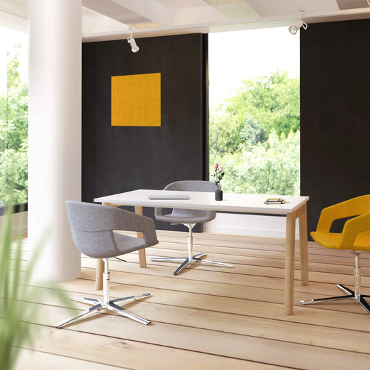 NOVA WOOD Besprechungstisch | 1400 - 1800 mm, Massivholz-Gestell, Melamin