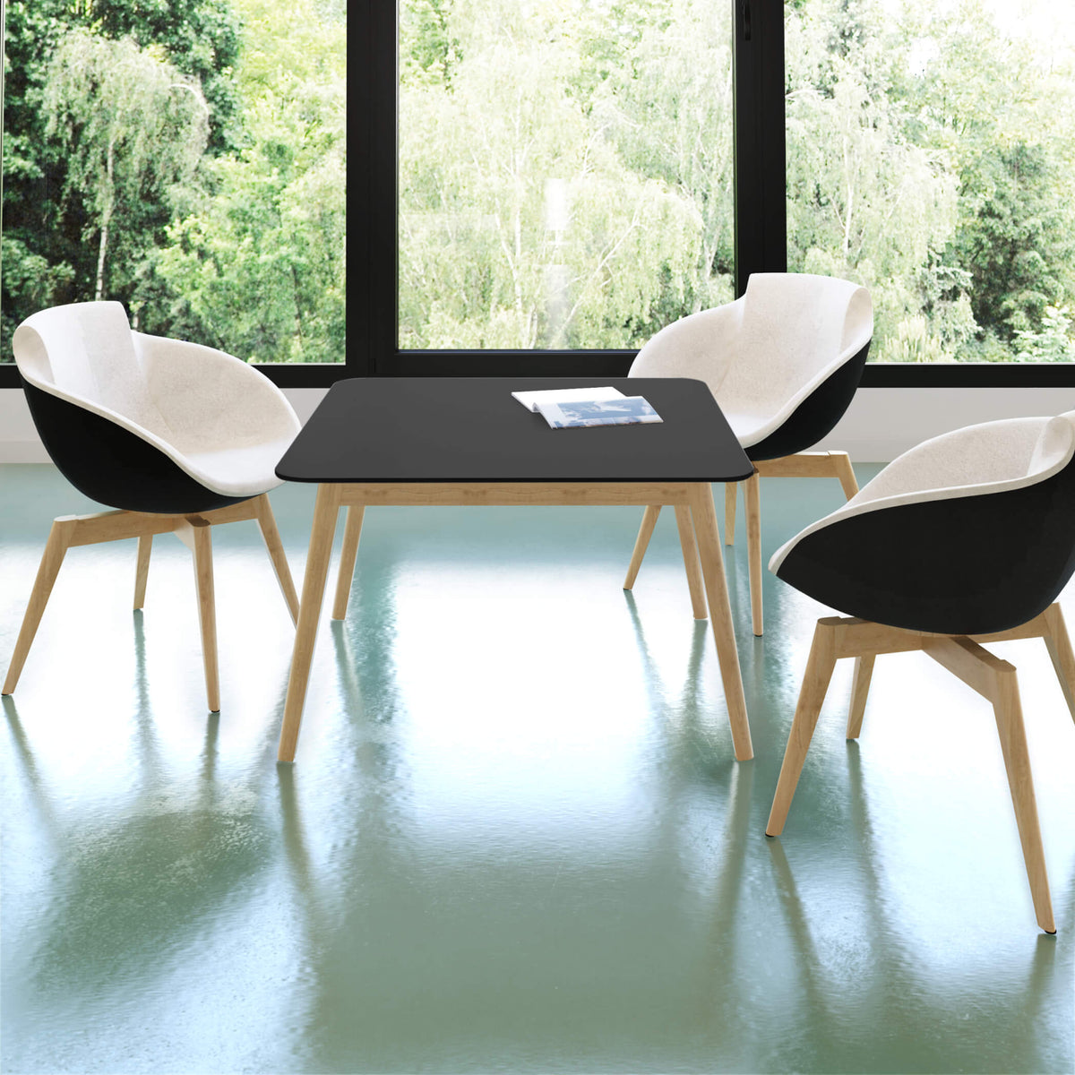 NOVA WOOD Couchtisch | Massivholz-Gestell, Runde oder eckige Tischplatte, HPL