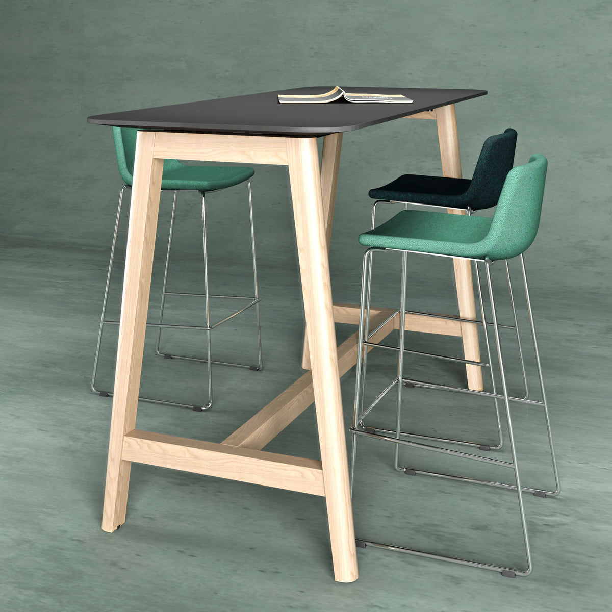 NOVA WOOD Hochtisch | 1200-1800 mm, Massivholz-Gestell, HPL