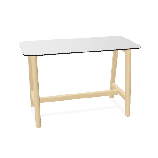 NOVA WOOD Hochtisch | 1200-1800 mm, Massivholz-Gestell, HPL