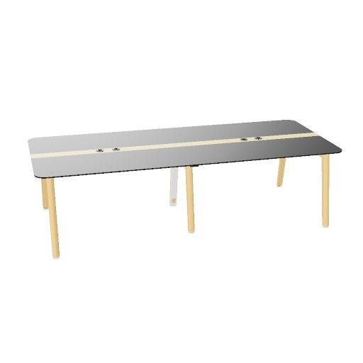 NOVA WOOD Konferenztisch | 1200 - 2800 mm (4-10 Personen), Elektrifiziert, HPL