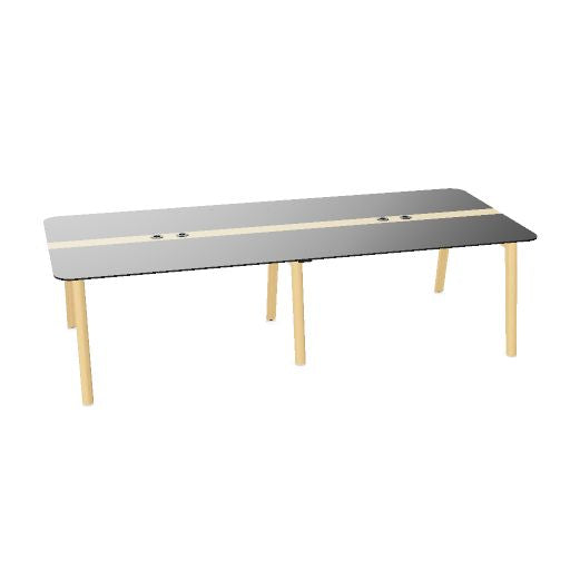 NOVA WOOD Konferenztisch | 1200 - 2800 mm (4-10 Personen), Elektrifiziert, HPL