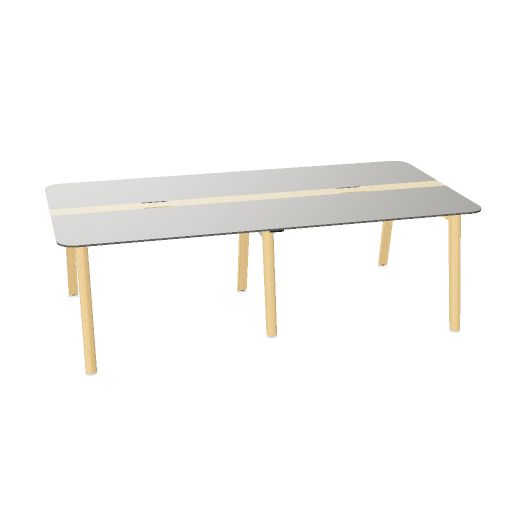NOVA WOOD Konferenztisch | 1200 - 2800 mm (4-10 Personen), Elektrifiziert, HPL