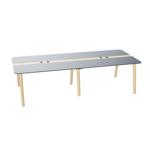 NOVA WOOD Konferenztisch | 1200 - 2800 mm (4-10 Personen), Elektrifiziert, HPL