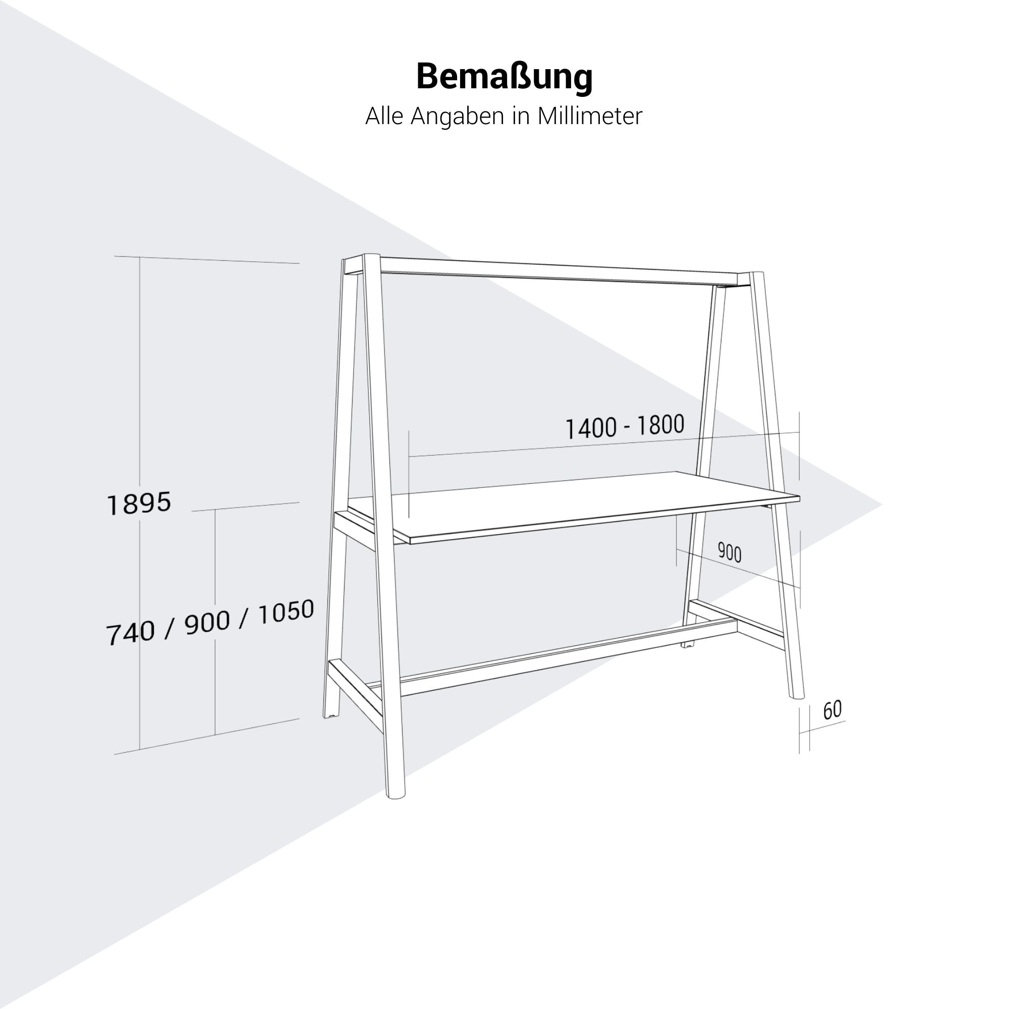 NOVA WOOD Multipurpose Tisch | 1400 - 1800 x 740 - 1050 mm, HPL Weiß