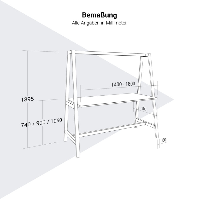 NOVA WOOD Multipurpose Tisch | 1400 - 1800 x 740 - 1050 mm, Weiß
