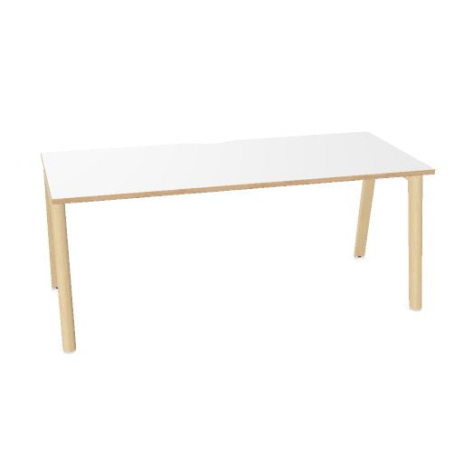 NOVA WOOD Schreibtisch | 1200 - 1800 mm, Massivholz-Gestell, Melamin