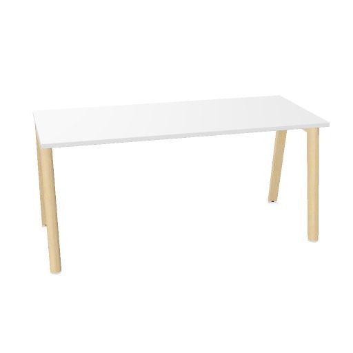 NOVA WOOD Schreibtisch | 1200 - 1800 mm, Massivholz-Gestell, Melamin