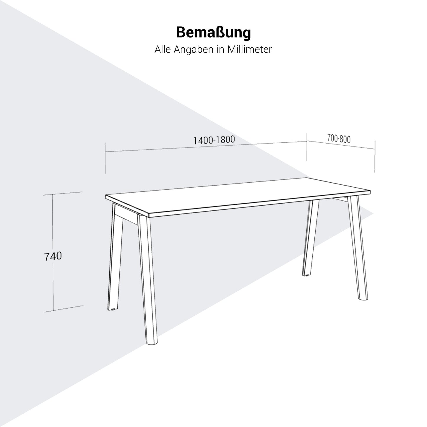 NOVA WOOD Schreibtisch | 1400 - 1800 mm, Massivholz-Gestell, HPL