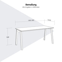 NOVA WOOD Schreibtisch | 1400 - 1800 mm, Massivholz-Gestell, HPL