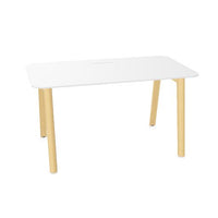 NOVA WOOD Schreibtisch | 1400 - 1800 mm, Massivholz-Gestell, HPL