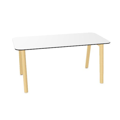 NOVA WOOD Schreibtisch | 1400 - 1800 mm, Massivholz-Gestell, HPL