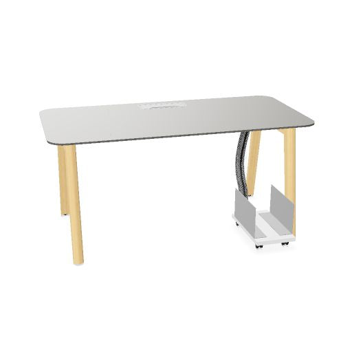 NOVA WOOD Schreibtisch | 1400 - 1800 mm, Massivholz-Gestell, HPL