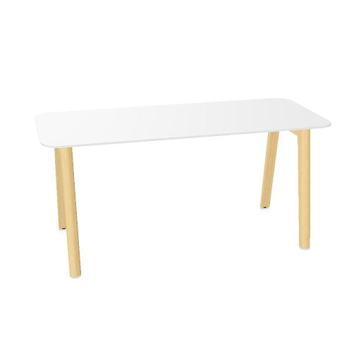 NOVA WOOD Schreibtisch | 1400 - 1800 mm, Massivholz-Gestell, HPL