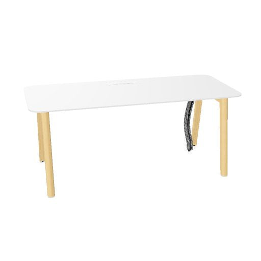 NOVA WOOD Schreibtisch | 1400 - 1800 mm, Massivholz-Gestell, HPL