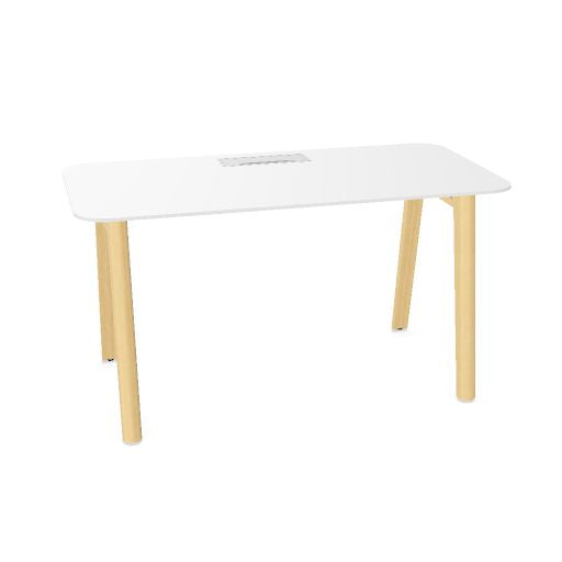 NOVA WOOD Schreibtisch | 1400 - 1800 mm, Massivholz-Gestell, HPL