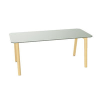 NOVA WOOD Schreibtisch | 1400 - 1800 mm, Massivholz-Gestell, HPL