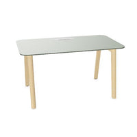 NOVA WOOD Schreibtisch | 1400 - 1800 mm, Massivholz-Gestell, HPL