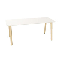 NOVA WOOD Schreibtisch | 1400 - 1800 mm, Massivholz-Gestell, HPL