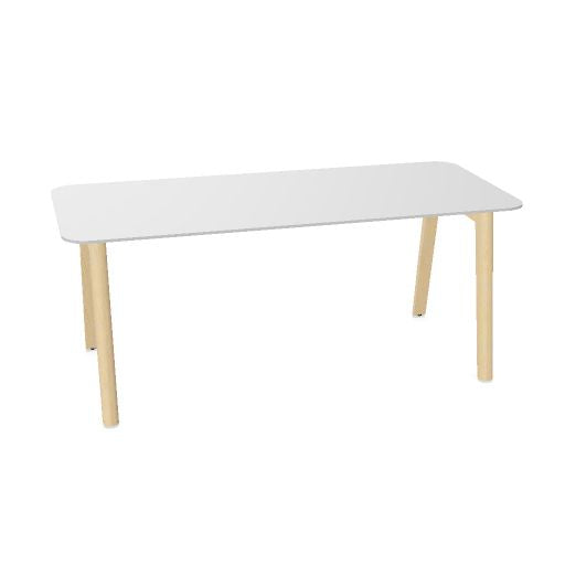 NOVA WOOD Schreibtisch | 1400 - 1800 mm, Massivholz-Gestell, HPL