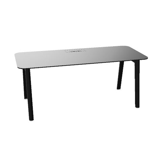 NOVA WOOD Schreibtisch | 1400 - 1800 mm, Massivholz-Gestell, HPL