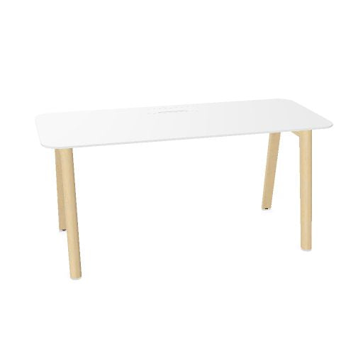 NOVA WOOD Schreibtisch | 1400 - 1800 mm, Massivholz-Gestell, HPL