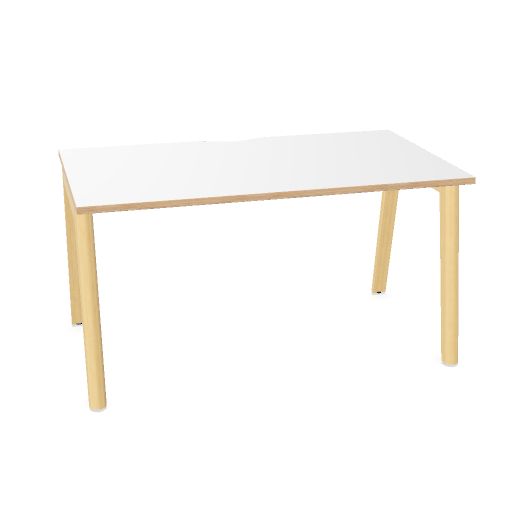 NOVA WOOD Schreibtisch | 1200 - 1800 mm, Massivholz-Gestell, Melamin