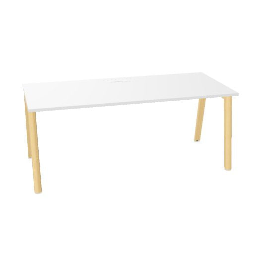 NOVA WOOD Schreibtisch | 1200 - 1800 mm, Massivholz-Gestell, Melamin