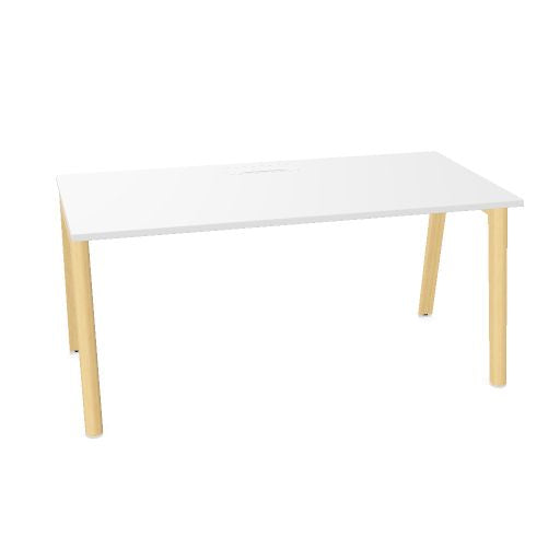NOVA WOOD Schreibtisch | 1200 - 1800 mm, Massivholz-Gestell, Melamin