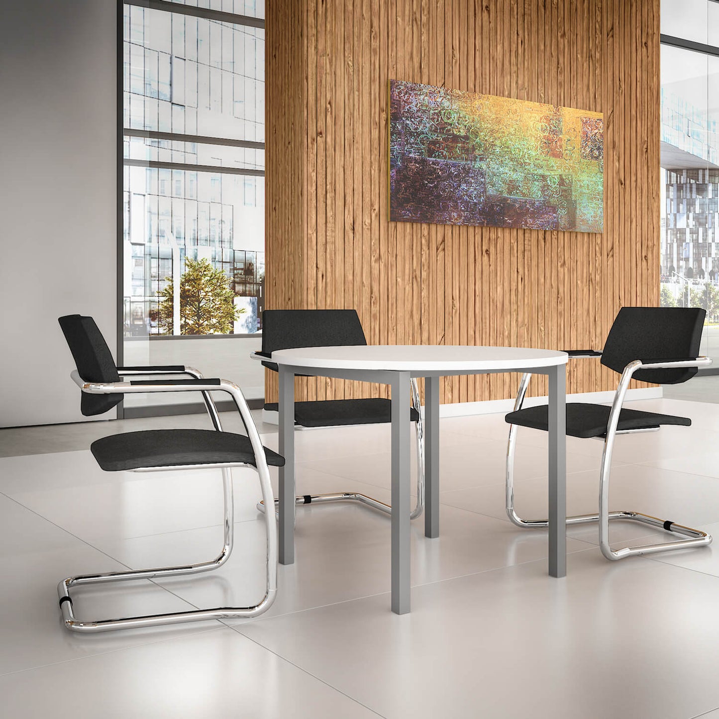 Nova u meeting table | Round, Ø 1000 mm, white