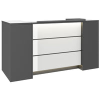 NOVUM Empfangstheke | 2000 - 2400 mm, Multicolor-LED-Beleuchtung, Anthrazit