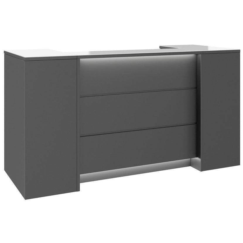 NOVUM Empfangstheke | 2000 - 2400 mm, Multicolor-LED-Beleuchtung, Anthrazit