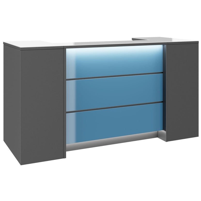 NOVUM Empfangstheke | 2000 - 2400 mm, Multicolor-LED-Beleuchtung, Anthrazit