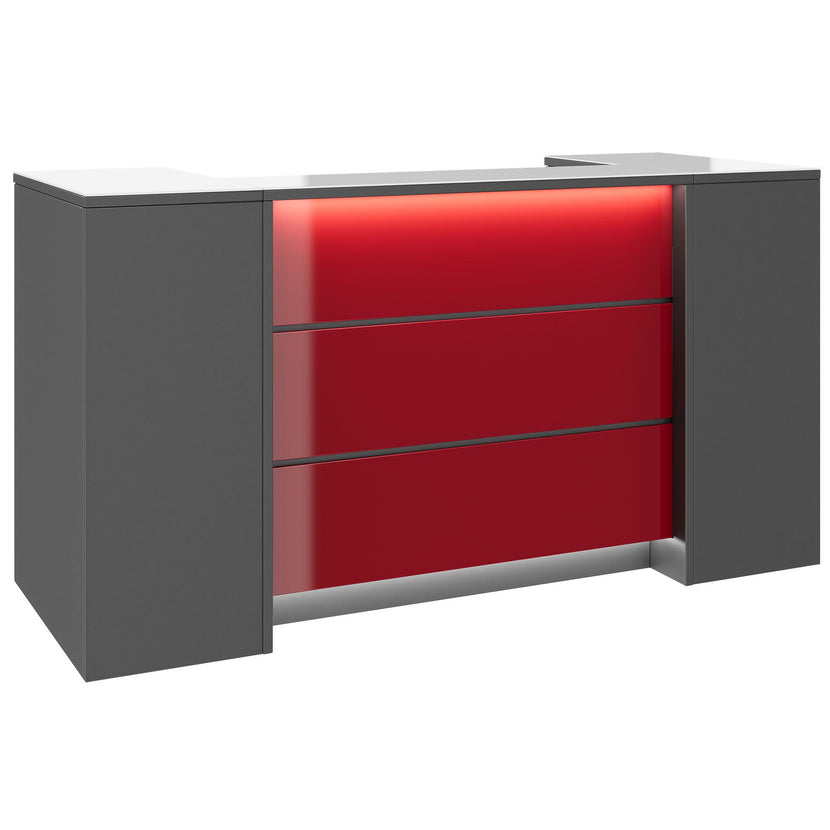 NOVUM Empfangstheke | 2000 - 2400 mm, Multicolor-LED-Beleuchtung, Anthrazit