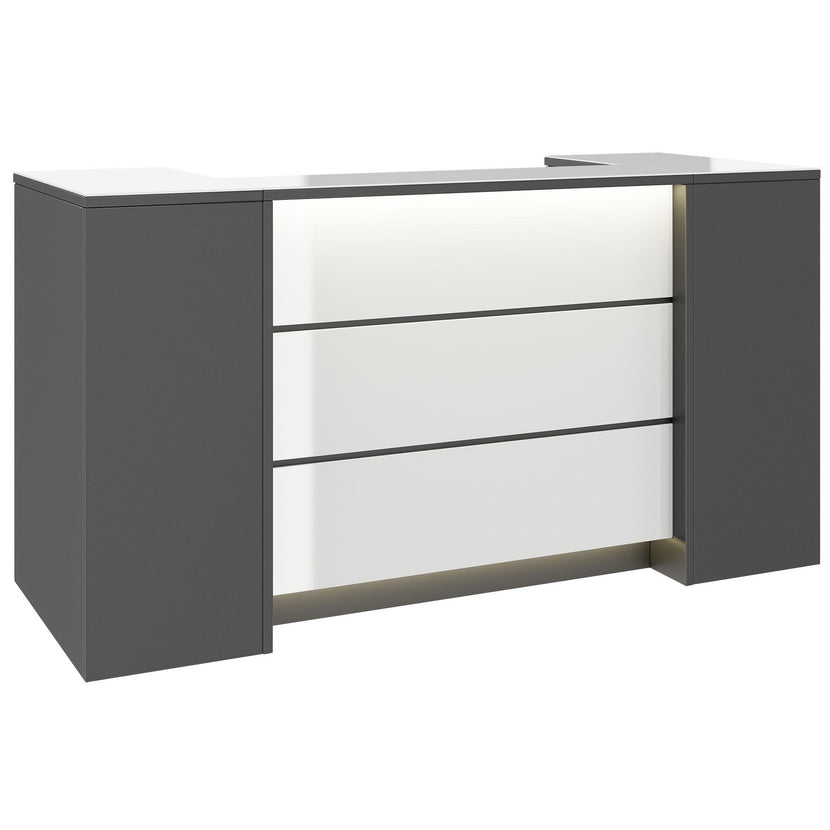 NOVUM Empfangstheke | 2000 - 2400 mm, Multicolor-LED-Beleuchtung, Anthrazit