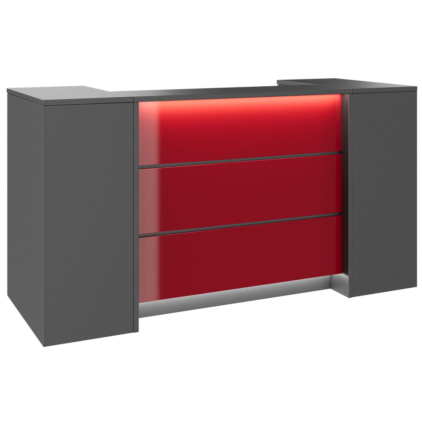NOVUM Empfangstheke | 2000 - 2400 mm, Multicolor-LED-Beleuchtung, Anthrazit