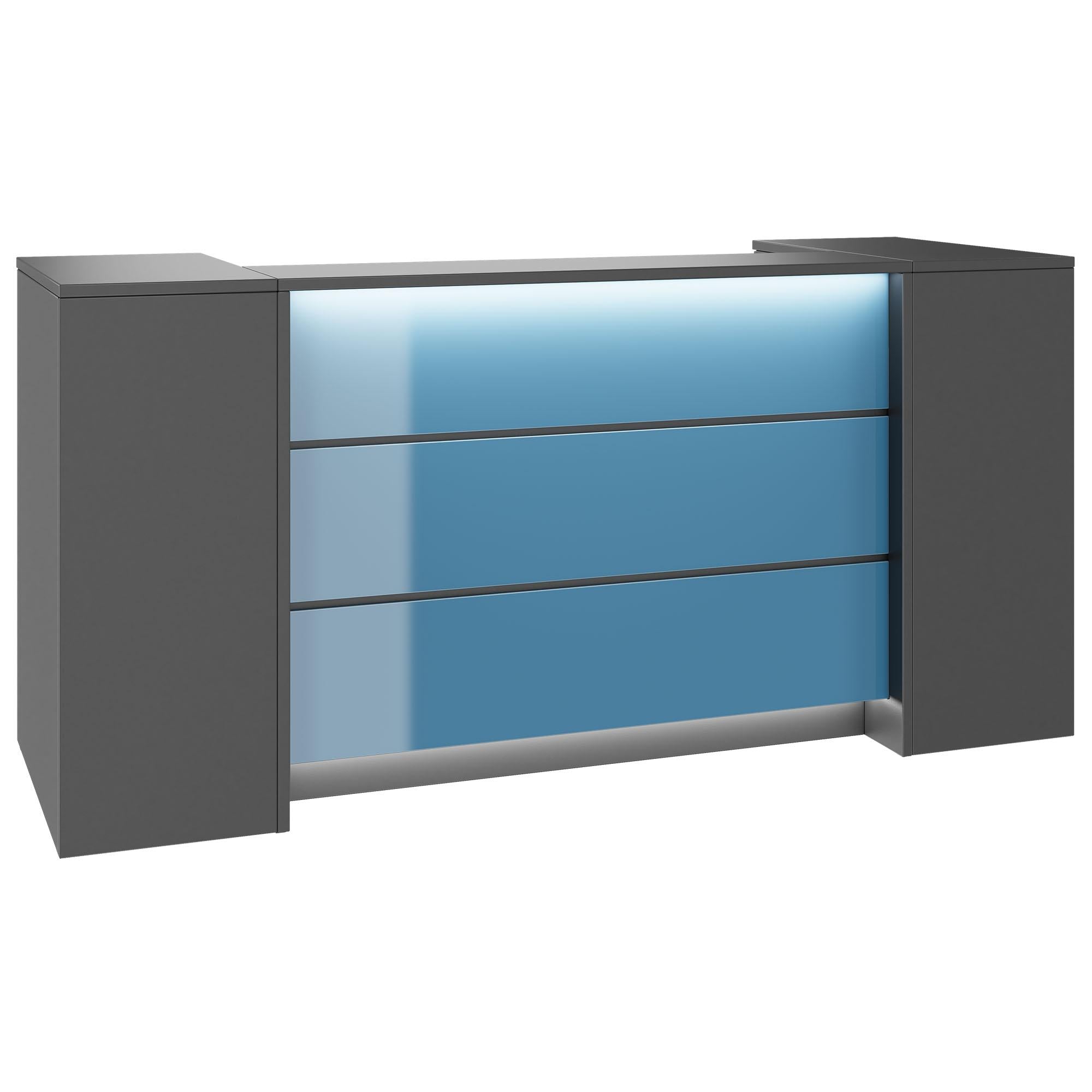 NOVUM Empfangstheke | 2000 - 2400 mm, Multicolor-LED-Beleuchtung, Anthrazit