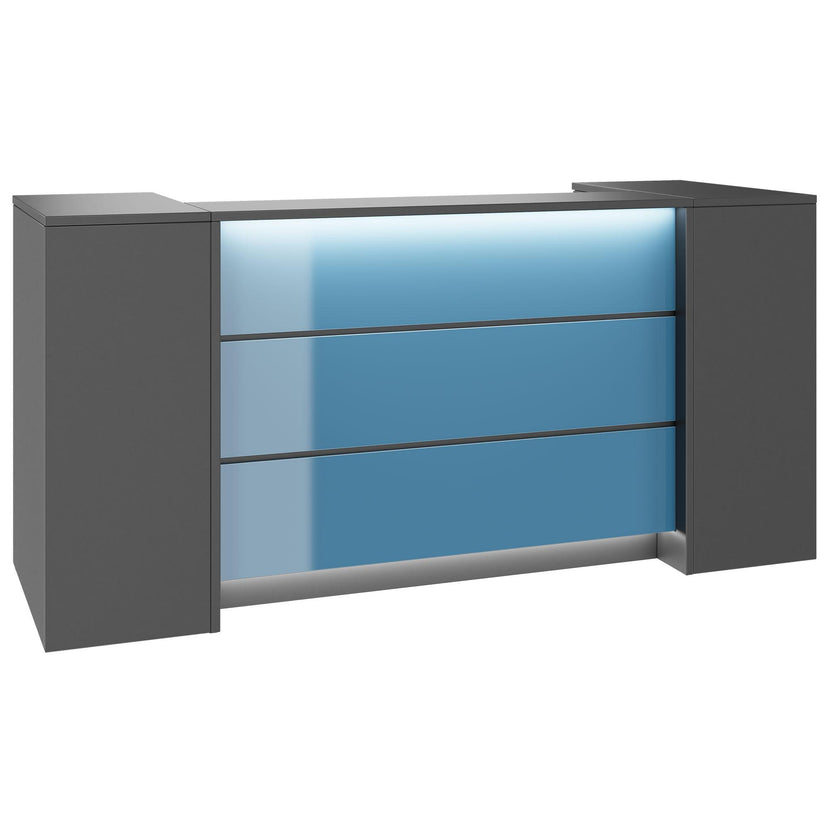 NOVUM Empfangstheke | 2000 - 2400 mm, Multicolor-LED-Beleuchtung, Anthrazit