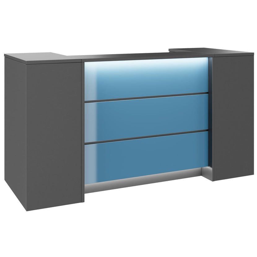 NOVUM Empfangstheke | 2000 - 2400 mm, Multicolor-LED-Beleuchtung, Anthrazit