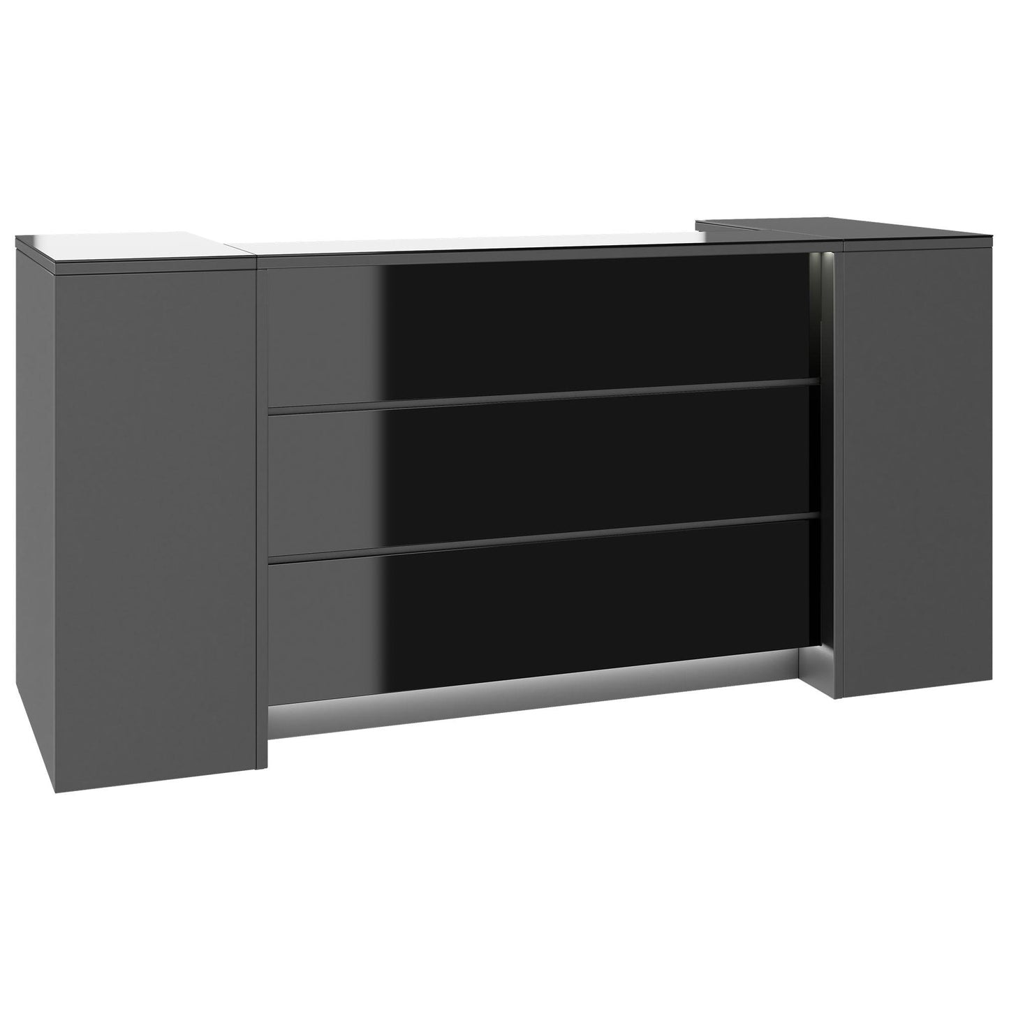 NOVUM Empfangstheke | 2000 - 2400 mm, Multicolor-LED-Beleuchtung, Anthrazit