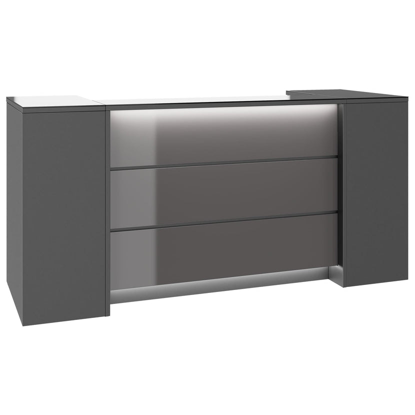 NOVUM Empfangstheke | 2000 - 2400 mm, Multicolor-LED-Beleuchtung, Anthrazit