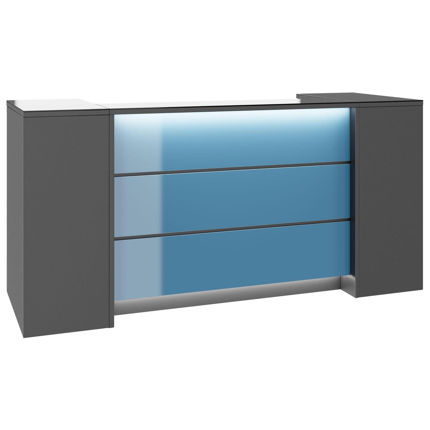 NOVUM Empfangstheke | 2000 - 2400 mm, Multicolor-LED-Beleuchtung, Anthrazit