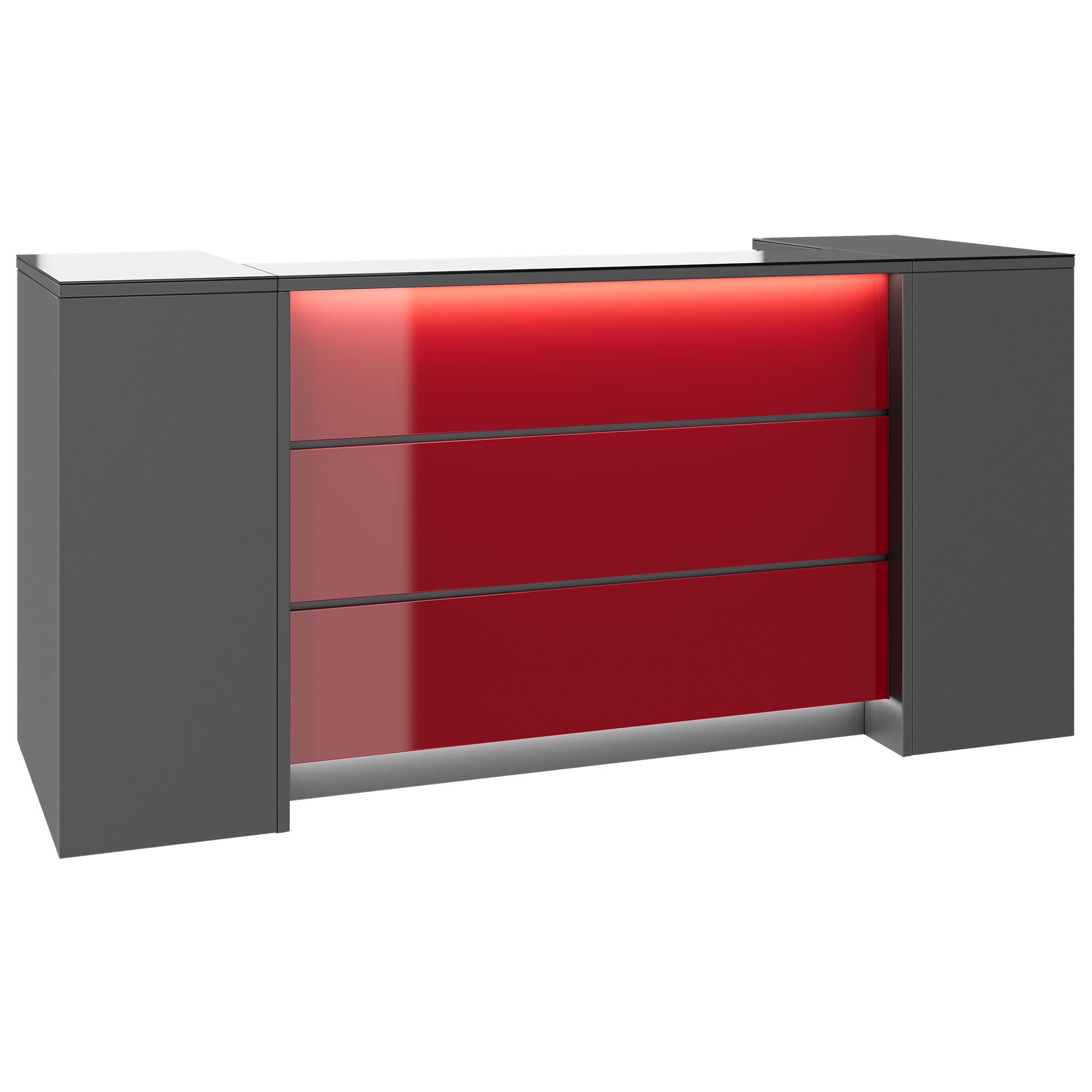 NOVUM Empfangstheke | 2000 - 2400 mm, Multicolor-LED-Beleuchtung, Anthrazit